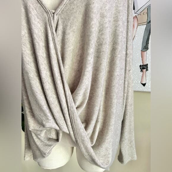 Anthropologie Self Contrast Soft Boho Knit Oversized Drapey Top Size Medium - Picture 3 of 7